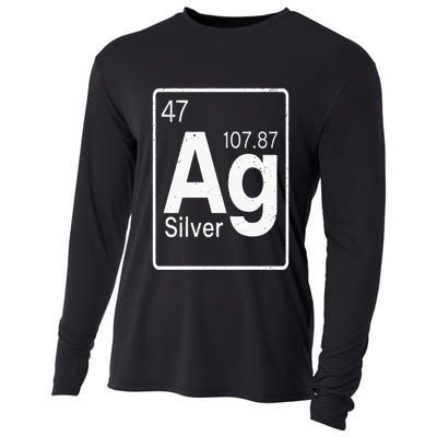 Silver Chemical Ag Symbol Periodic Table of Elements Present Cooling Performance Long Sleeve Crew