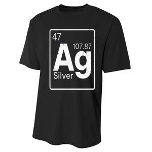 Silver Chemical Ag Symbol Periodic Table of Elements Present Performance Sprint T-Shirt