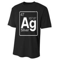 Silver Chemical Ag Symbol Periodic Table of Elements Present Performance Sprint T-Shirt