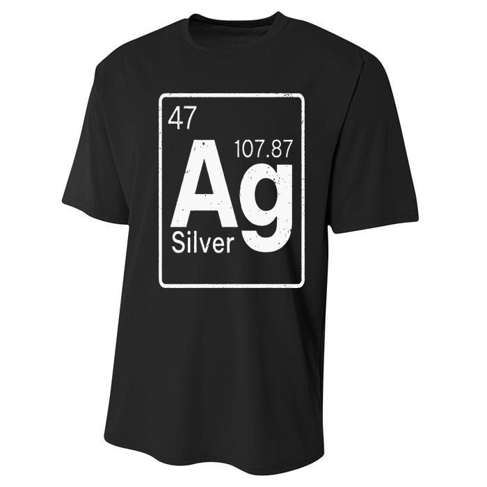 Silver Chemical Ag Symbol Periodic Table of Elements Present Performance Sprint T-Shirt