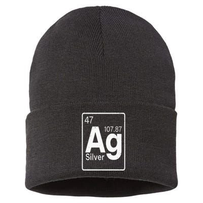 Silver Chemical Ag Symbol Periodic Table of Elements Present Sustainable Knit Beanie