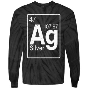 Silver Chemical Ag Symbol Periodic Table of Elements Present Tie-Dye Long Sleeve Shirt