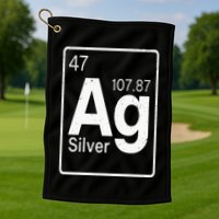 Silver Chemical Ag Symbol Periodic Table of Elements Present Golf Towel