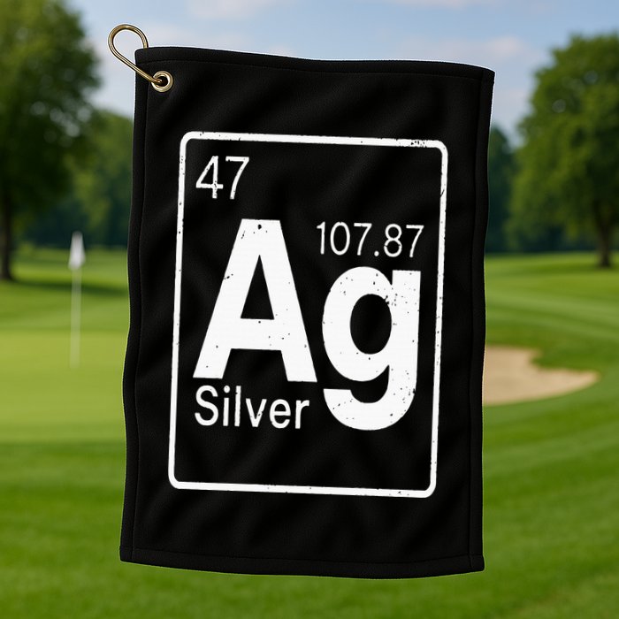 Silver Chemical Ag Symbol Periodic Table of Elements Present Golf Towel