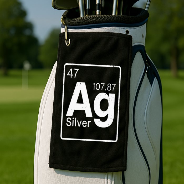 Silver Chemical Ag Symbol Periodic Table of Elements Present Golf Towel