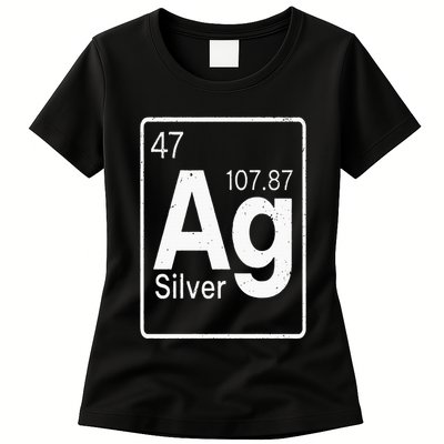 Silver Chemical Ag Symbol Periodic Table of Elements Present Womens T-Shirt