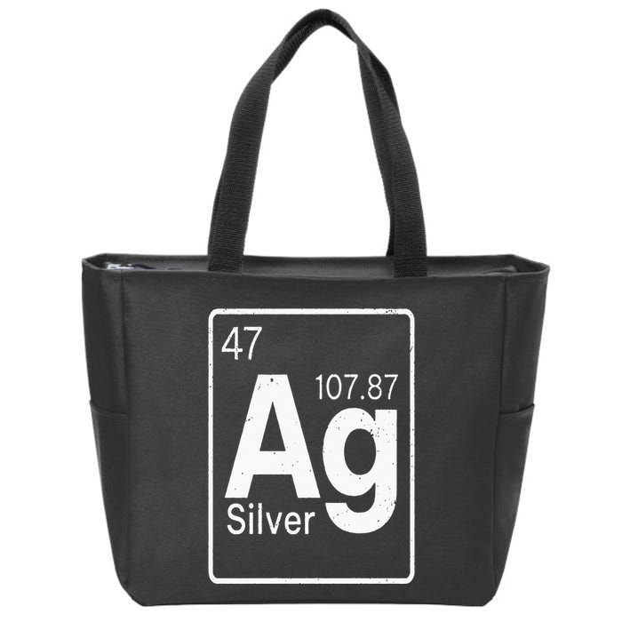 Silver Chemical Ag Symbol Periodic Table of Elements Present Zip Tote Bag