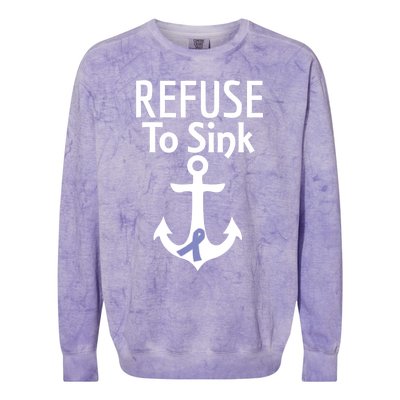 Stomach Cancer Awareness Refuse To Sink Fighter Gift Colorblast Crewneck Sweatshirt