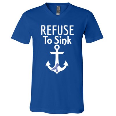 Stomach Cancer Awareness Refuse To Sink Fighter Gift V-Neck T-Shirt