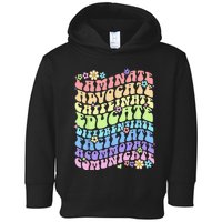 Sped Caffeinate Advocate Laminate Educate Groovy Teacher Toddler Hoodie