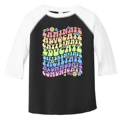 Sped Caffeinate Advocate Laminate Educate Groovy Teacher Toddler Fine Jersey T-Shirt