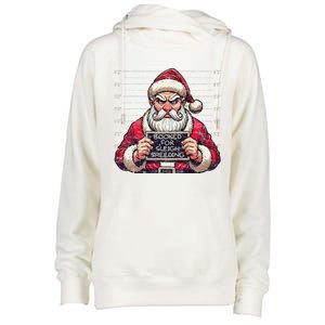 Santa Claus Arrested Speed Limit Booked For Sleigh Speeding Womens Funnel Neck Pullover Hood