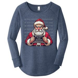 Santa Claus Arrested Speed Limit Booked For Sleigh Speeding Women's Perfect Tri Tunic Long Sleeve Shirt