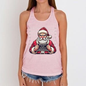 Santa Claus Arrested Speed Limit Booked For Sleigh Speeding Women's Knotted Racerback Tank