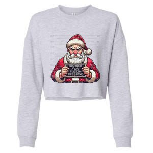 Santa Claus Arrested Speed Limit Booked For Sleigh Speeding Cropped Pullover Crew