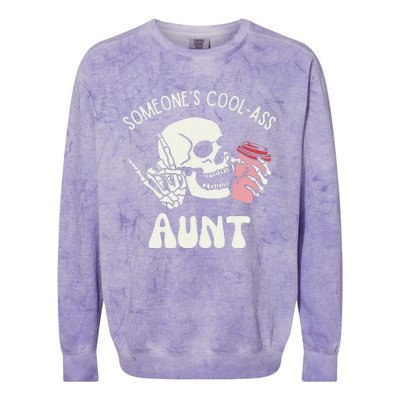 Someone's Cool Ass Aunt Cool Auntie Club Skull Skeleton Colorblast Crewneck Sweatshirt