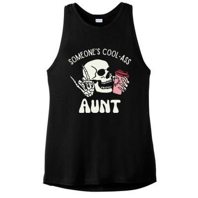 Someone's Cool Ass Aunt Cool Auntie Club Skull Skeleton Ladies PosiCharge Tri-Blend Wicking Tank