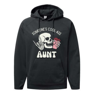 Someone's Cool Ass Aunt Cool Auntie Club Skull Skeleton Performance Fleece Hoodie