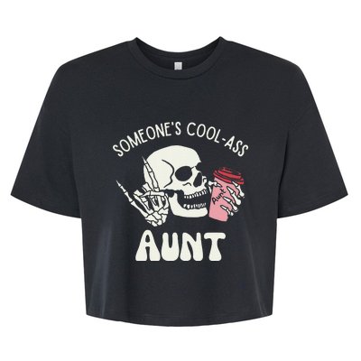 Someone's Cool Ass Aunt Cool Auntie Club Skull Skeleton Bella+Canvas Jersey Crop Tee