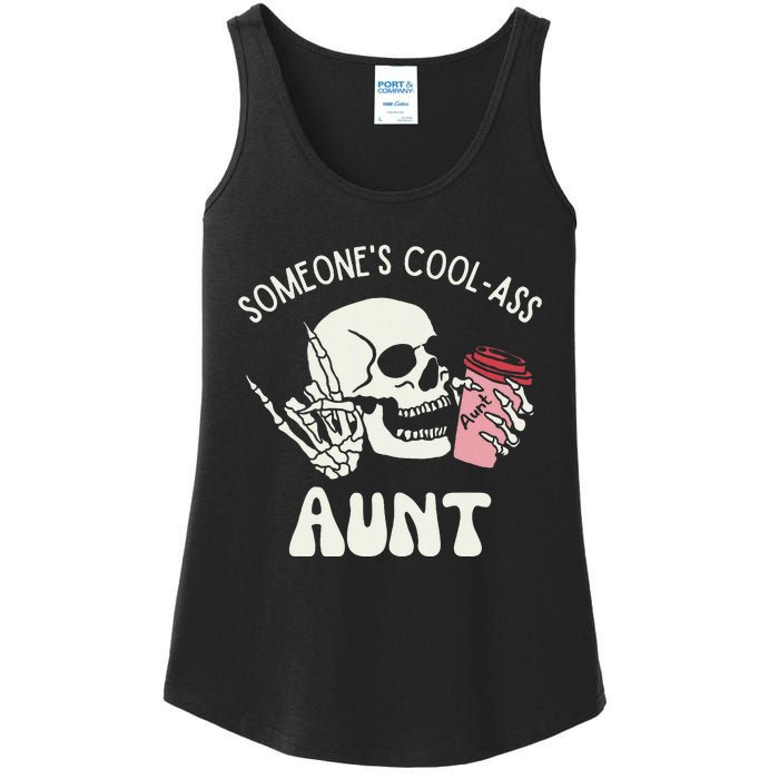 Someone's Cool Ass Aunt Cool Auntie Club Skull Skeleton Ladies Essential Tank