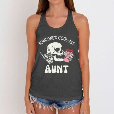 Someone's Cool Ass Aunt Cool Auntie Club Skull Skeleton Women's Knotted Racerback Tank