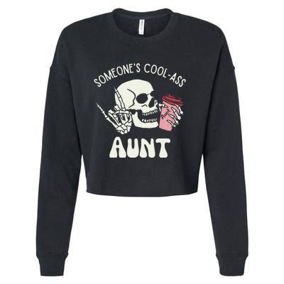 Someone's Cool Ass Aunt Cool Auntie Club Skull Skeleton Cropped Pullover Crew