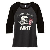 Someone's Cool Ass Aunt Cool Auntie Club Skull Skeleton Women's Tri-Blend 3/4-Sleeve Raglan Shirt