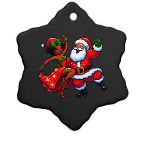 Santa Claus And Mrs Claus Dance African American Xmas Pajama Ceramic Star Ornament