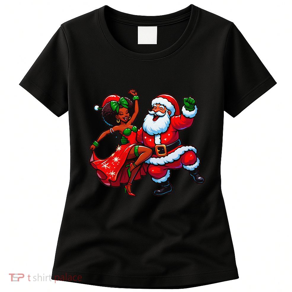 Santa Claus And Mrs Claus Dance African American Xmas Pajama Women's T-Shirt