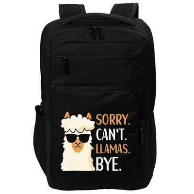 Sorry Can't Alpacas Bye LLama Apparel Impact Tech Backpack