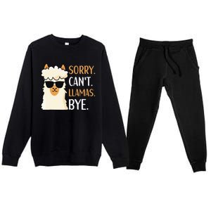 Sorry Can't Alpacas Bye LLama Apparel Premium Crewneck Sweatsuit Set