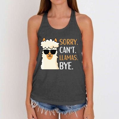 Sorry Can't Alpacas Bye LLama Apparel Women's Knotted Racerback Tank