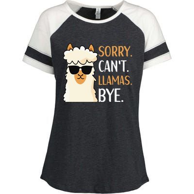 Sorry Can't Alpacas Bye LLama Apparel Enza Ladies Jersey Colorblock Tee