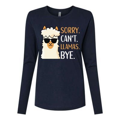 Sorry Can't Alpacas Bye LLama Apparel Womens Cotton Relaxed Long Sleeve T-Shirt