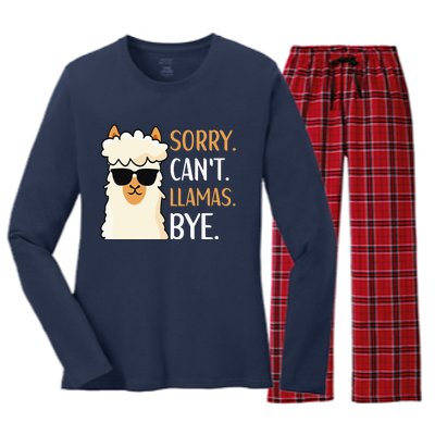 Sorry Can't Alpacas Bye LLama Apparel Women's Long Sleeve Flannel Pajama Set 