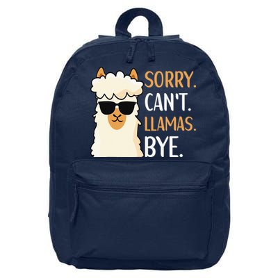 Sorry Can't Alpacas Bye LLama Apparel 16 in Basic Backpack