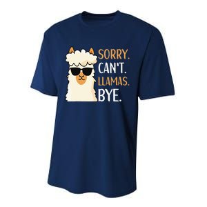 Sorry Can't Alpacas Bye LLama Apparel Performance Sprint T-Shirt