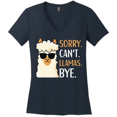 Sorry Can't Alpacas Bye LLama Apparel Women's V-Neck T-Shirt