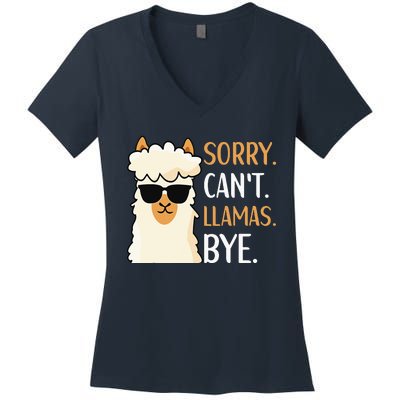 Sorry Can't Alpacas Bye LLama Apparel Women's V-Neck T-Shirt