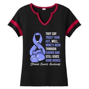 Stomach Cancer Awareness Warrior Periwinkle Ribbon Ladies Halftime Notch Neck Tee