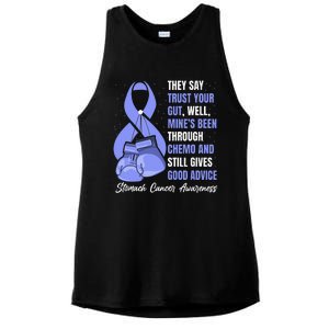 Stomach Cancer Awareness Warrior Periwinkle Ribbon Ladies PosiCharge Tri-Blend Wicking Tank