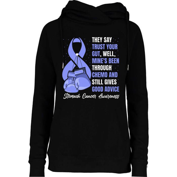 Stomach Cancer Awareness Warrior Periwinkle Ribbon Womens Funnel Neck Pullover Hood