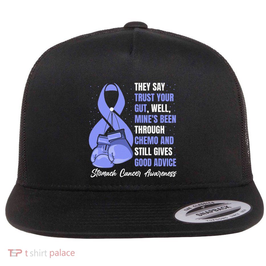 Stomach Cancer Awareness Warrior Periwinkle Ribbon Flat Bill Trucker Hat