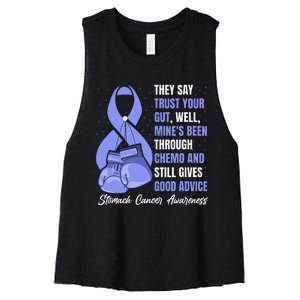 Stomach Cancer Awareness Warrior Periwinkle Ribbon Women's Racerback Cropped Tank