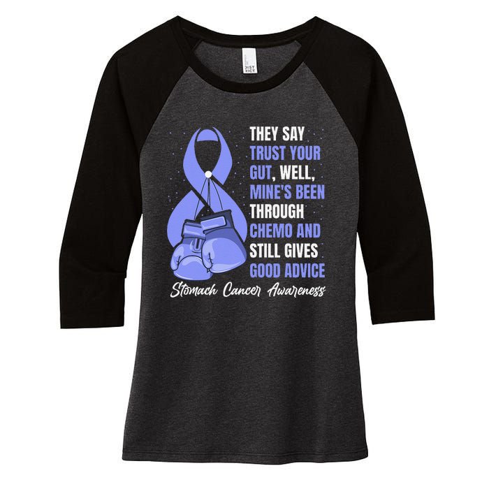 Stomach Cancer Awareness Warrior Periwinkle Ribbon Women's Tri-Blend 3/4-Sleeve Raglan Shirt