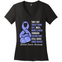 Stomach Cancer Awareness Warrior Periwinkle Ribbon Women's V-Neck T-Shirt