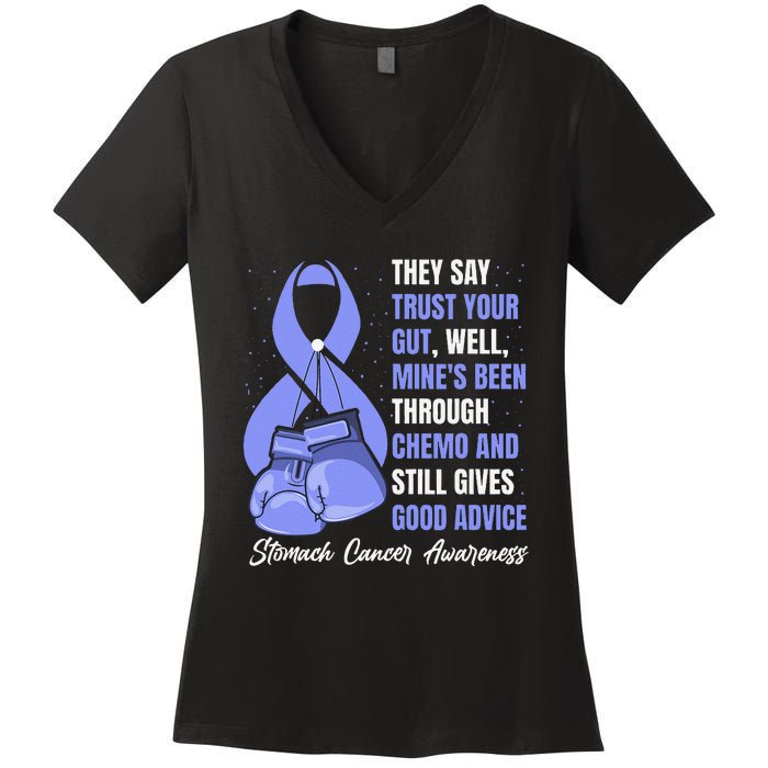 Stomach Cancer Awareness Warrior Periwinkle Ribbon Women's V-Neck T-Shirt