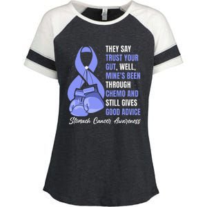 Stomach Cancer Awareness Warrior Periwinkle Ribbon Enza Ladies Jersey Colorblock Tee