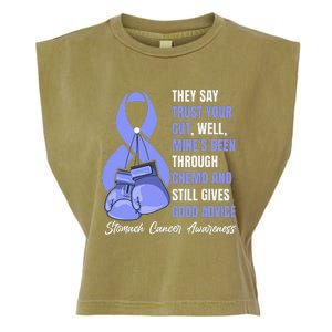 Stomach Cancer Awareness Warrior Periwinkle Ribbon Garment-Dyed Women's Muscle Tee