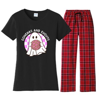 Spooky Conchas And Cucuys Mexican Ghost Halloween Costume Women's Flannel Pajama Set